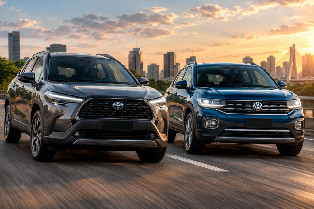 Corolla Cross 2023 custa R$ 21.450 a mais que o T-Cross o nome Toyota vale essa diferença toda